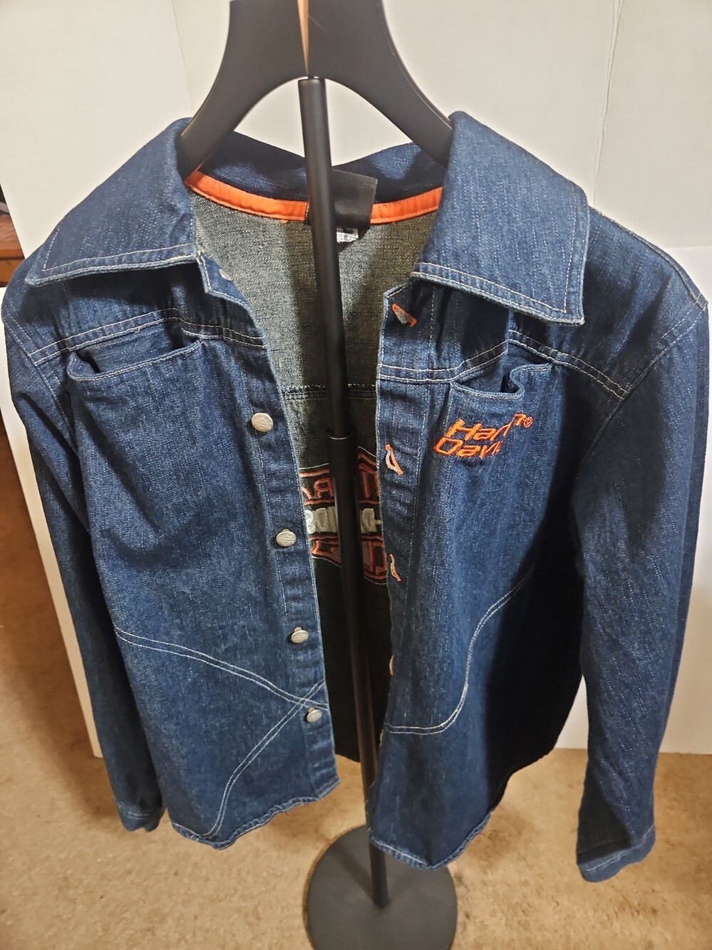 Harley Davidson Denim Shirt Jacket Womens Small